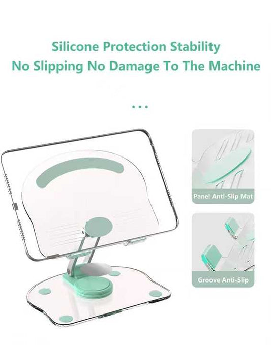 NNEDSZ Pink Acrylic Foldable Tablet and Phone Stand - 360° Rotation, Anti-Slip Design, Lightweight and Compact