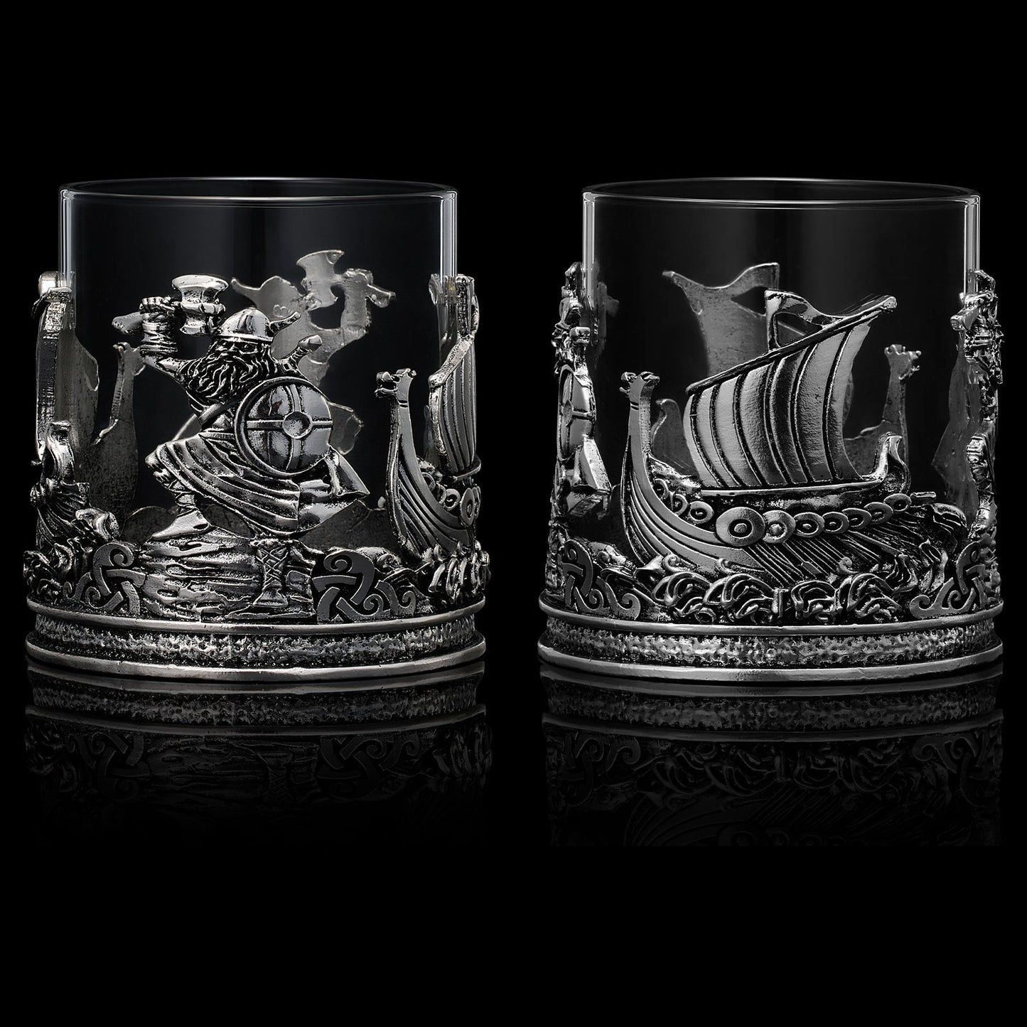 Viking & Mythological Pewter Whiskey, Wine, Beer & Water Drinking Glass - 12oz SINGLE - Water, Rum, Brandy & Scotch Glass, Elegant, Medieval Crystal Cup, Gifts for Men & Women, Old Fashioned Glass