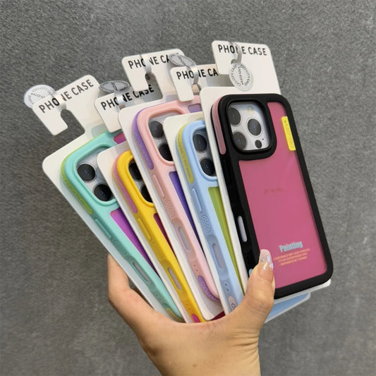 Candy Contrast Color Laser Wrist Strap Case For iPhone 14 15 16 17 Pro Max Frosted IMD Anti-Loss Cord Lanyard Soft Bumper Cover