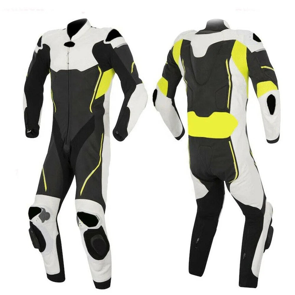 MEN NEON MOTORCYCLE LEATHER RACING SUIT - XXXXL