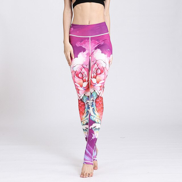 Women Leggings Gym Elastic Prints Long Tights