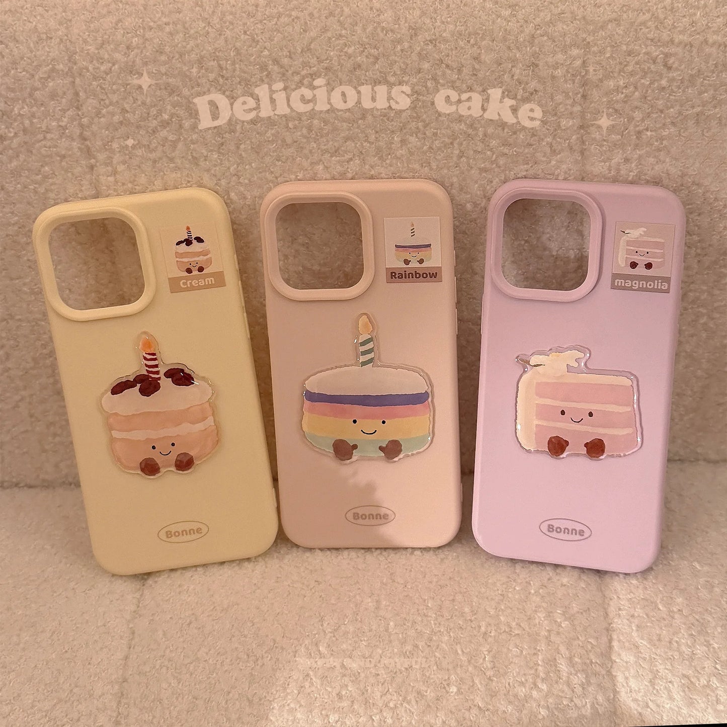 ins 3D Cute Cartoon Cake Dessert Pattern Phone Case For iPhone 16 15 13 12 Pro Max Candy Color Soft Shockproof Protective Cover