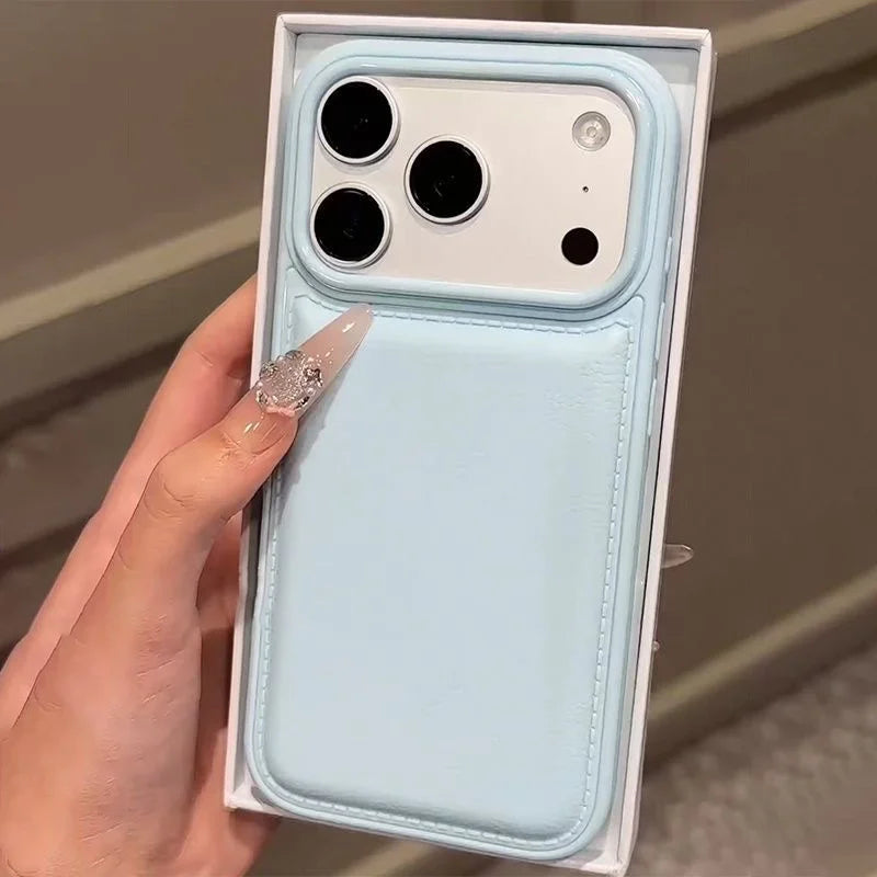 Luxury Leather Texture Candy Bumper Case for iPhone 17 16 15 14 13 12 11 Pro Max Plus X XS XR 17Pro 16Pro Shockproof Armor Cover