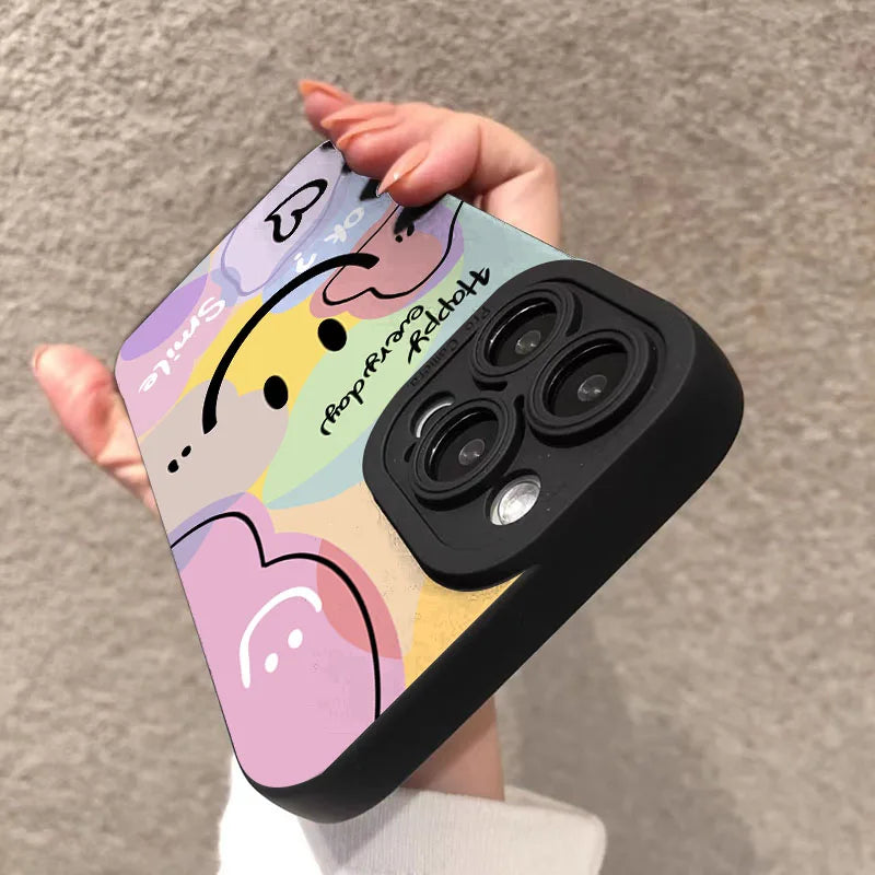 Phone Case For Xiaomi Poco M6 F7 F6 F5 X7 X6 X5 Pro 5G X3 Cute Smile Love Heart Design Shockproof Candy Soft TPU Silicone Cover