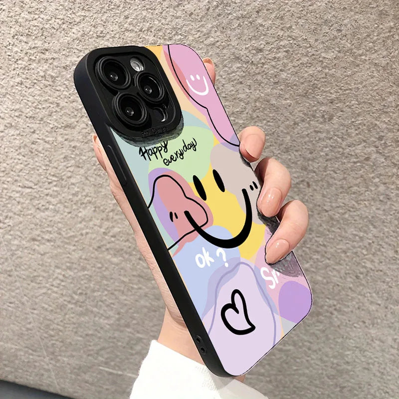 Phone Case For Xiaomi Poco M6 F7 F6 F5 X7 X6 X5 Pro 5G X3 Cute Smile Love Heart Design Shockproof Candy Soft TPU Silicone Cover