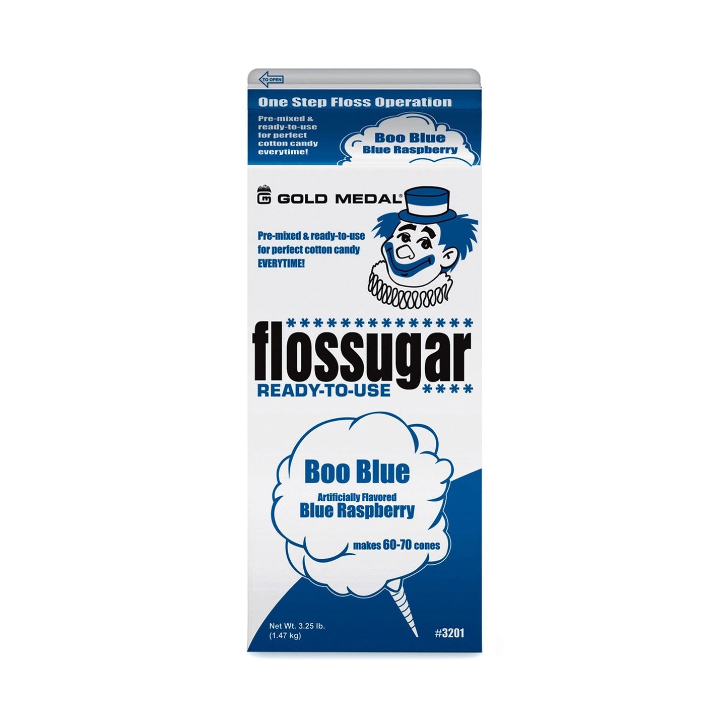 Boo Blue (Blue Raspberry) Cotton Candy Flossugar  | Cotton Candy Supplies Canada | 6 x 3.25lbs per case