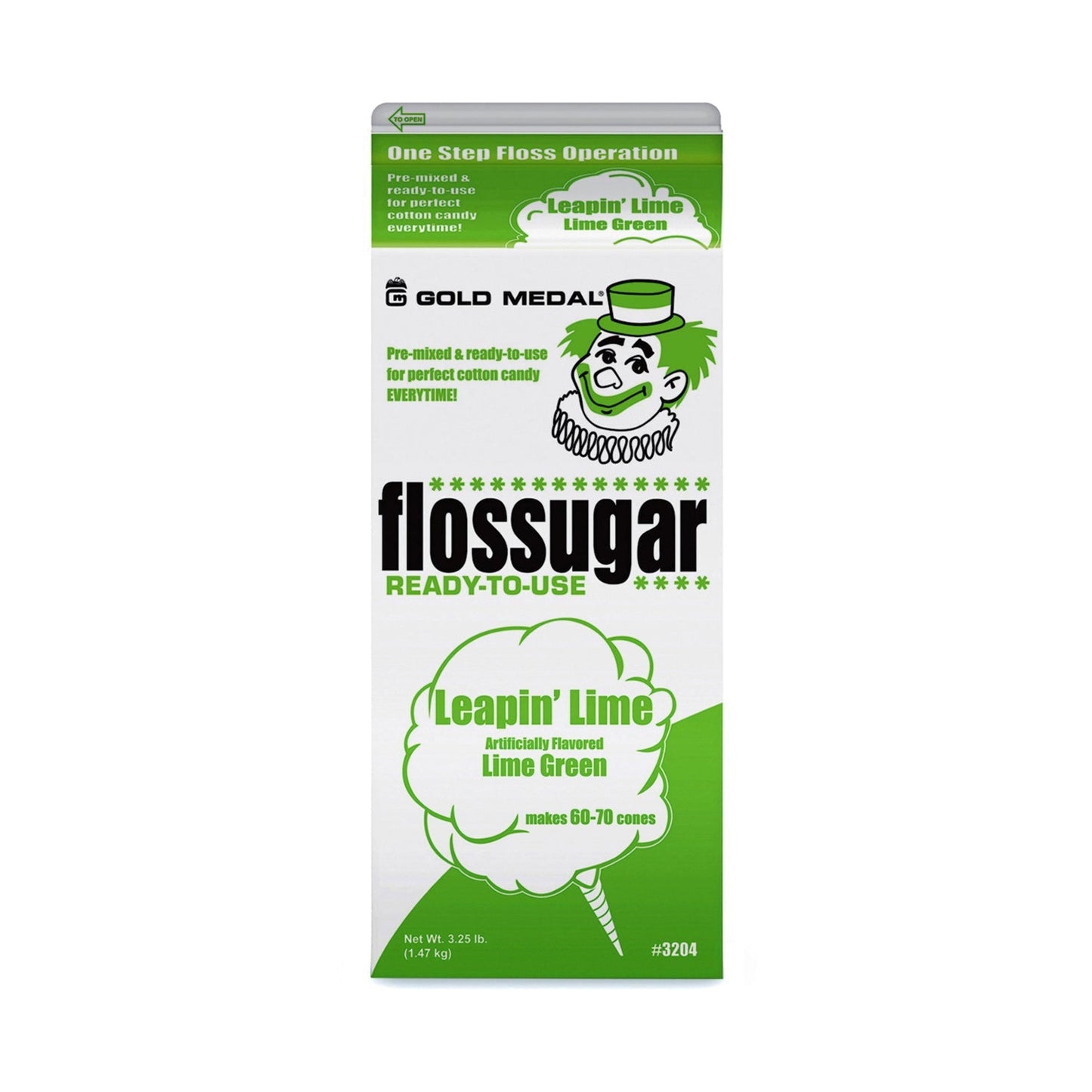 Leapin' Lime (Lime) Cotton Candy Flossugar  | Cotton Candy Supplies Canada | 6 x 3.25lbs per case