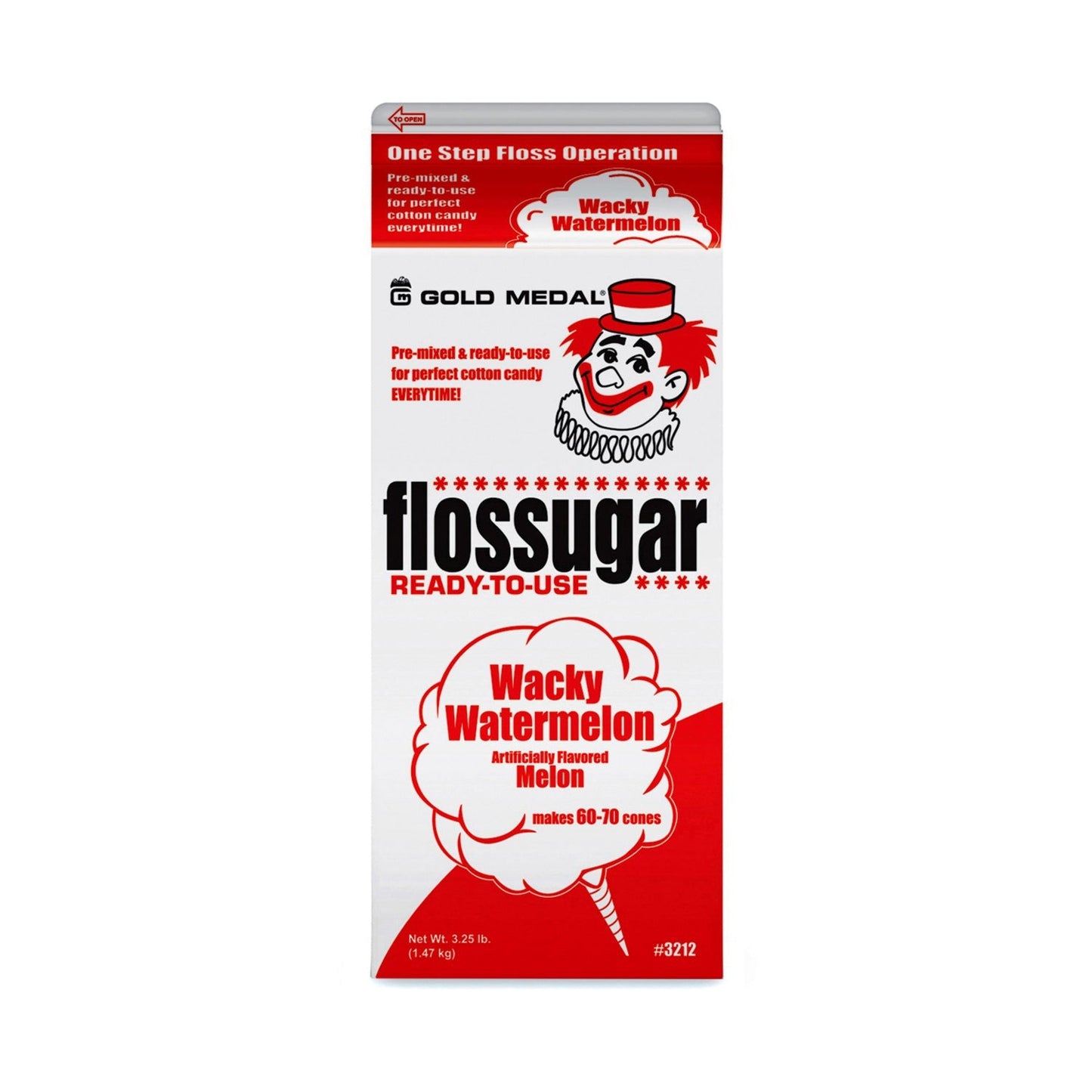 Wacky Watermelon (Watermelon) Cotton Candy Flossugar  | Cotton Candy Supplies Canada | 6 x 3.25lbs per case