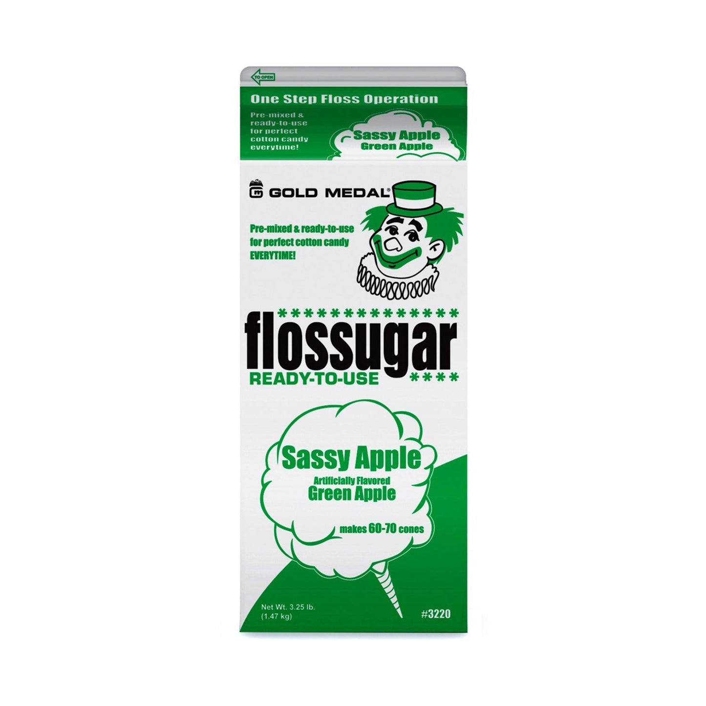 Sassy Apple (Apple) Cotton Candy Flossugar  | Cotton Candy Supplies Canada | 6 x 3.25lbs per case