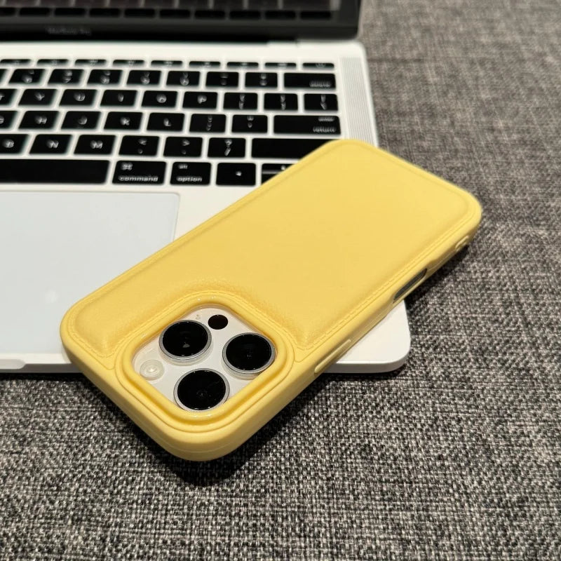 Luxury Leather Texture Candy Bumper Case for iPhone 17 16 15 14 13 12 11 Pro Max Plus X XS XR 17Pro 16Pro Shockproof Armor Cover