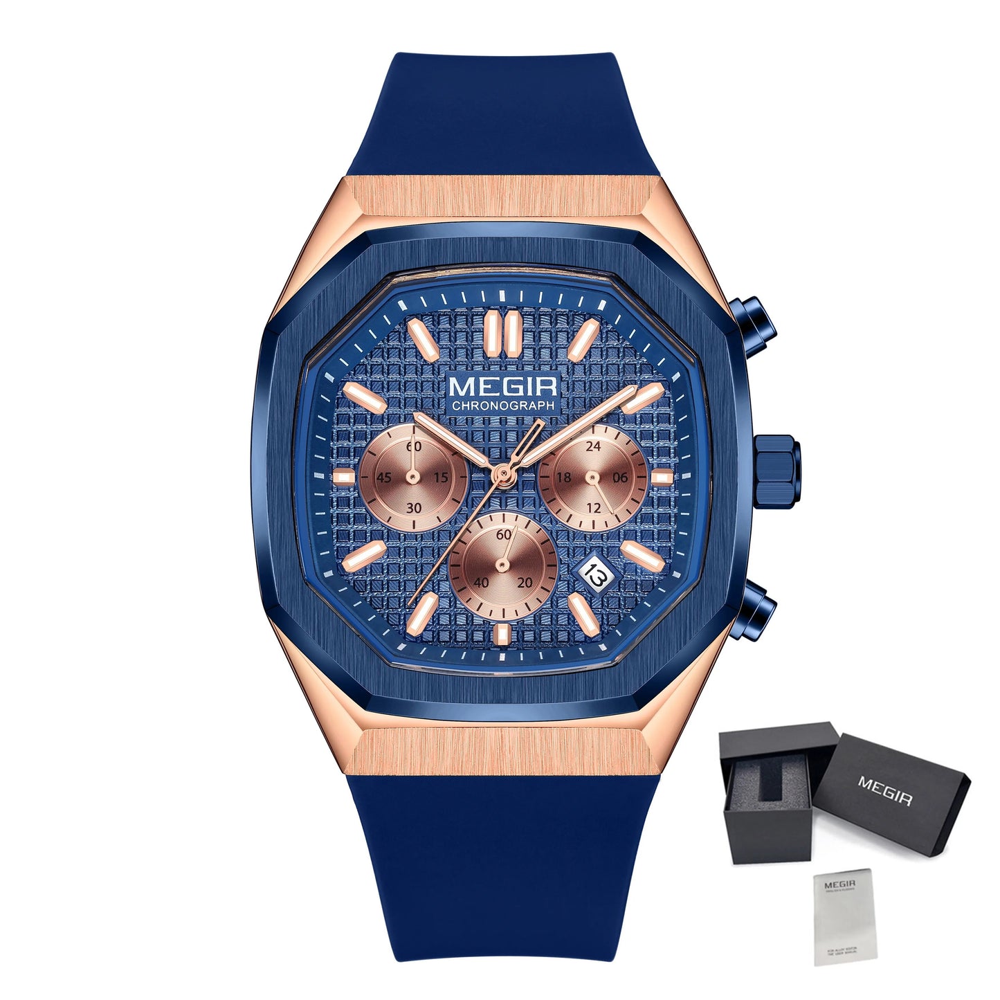 MEGIR Fashion Sport Military Watches for Men Luxury Quartz Wristwatch Silicone Strap Waterproof Date Clock 24-hour Reloj Hombre 2215