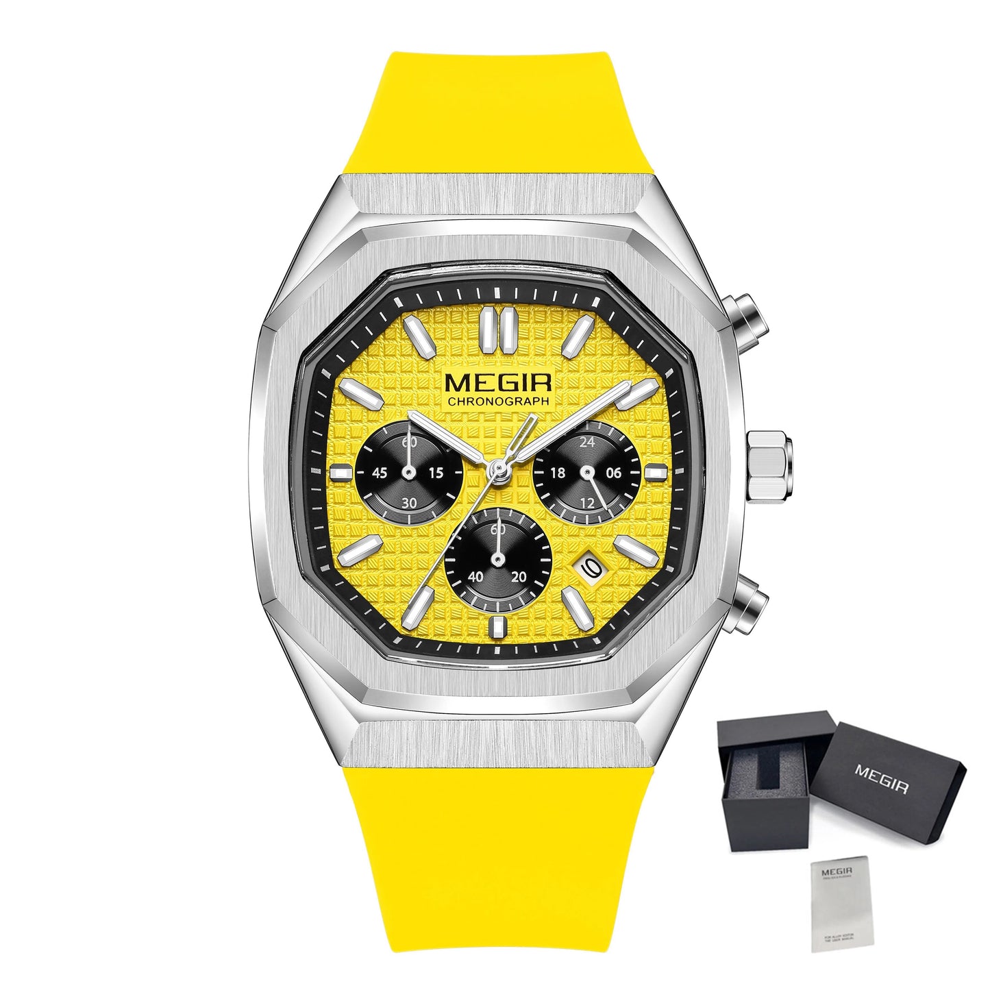 MEGIR Fashion Sport Military Watches for Men Luxury Quartz Wristwatch Silicone Strap Waterproof Date Clock 24-hour Reloj Hombre 2215