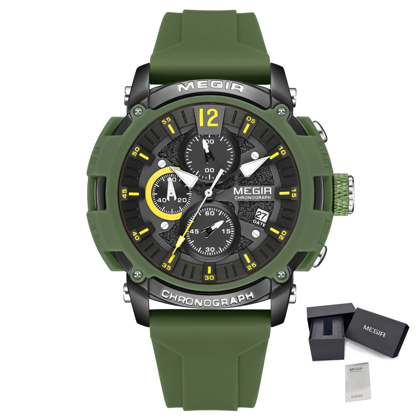 MEGIR Fashion Military Watch for Men Silicone Strap Sport Quartz Chronograph Waterproof Male Clock Wristwatch Reloj Hombre 2208