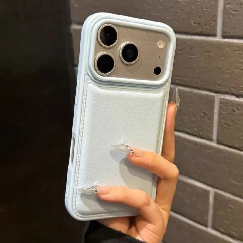 Luxury Leather Texture Candy Bumper Case for iPhone 17 16 15 14 13 12 11 Pro Max Plus X XS XR 17Pro 16Pro Shockproof Armor Cover
