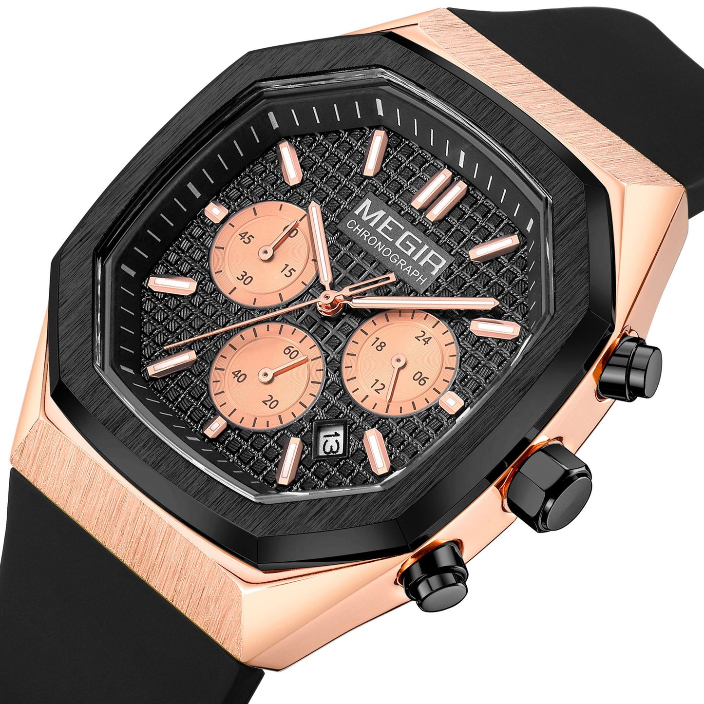 MEGIR Fashion Sport Military Watches for Men Luxury Quartz Wristwatch Silicone Strap Waterproof Date Clock 24-hour Reloj Hombre 2215
