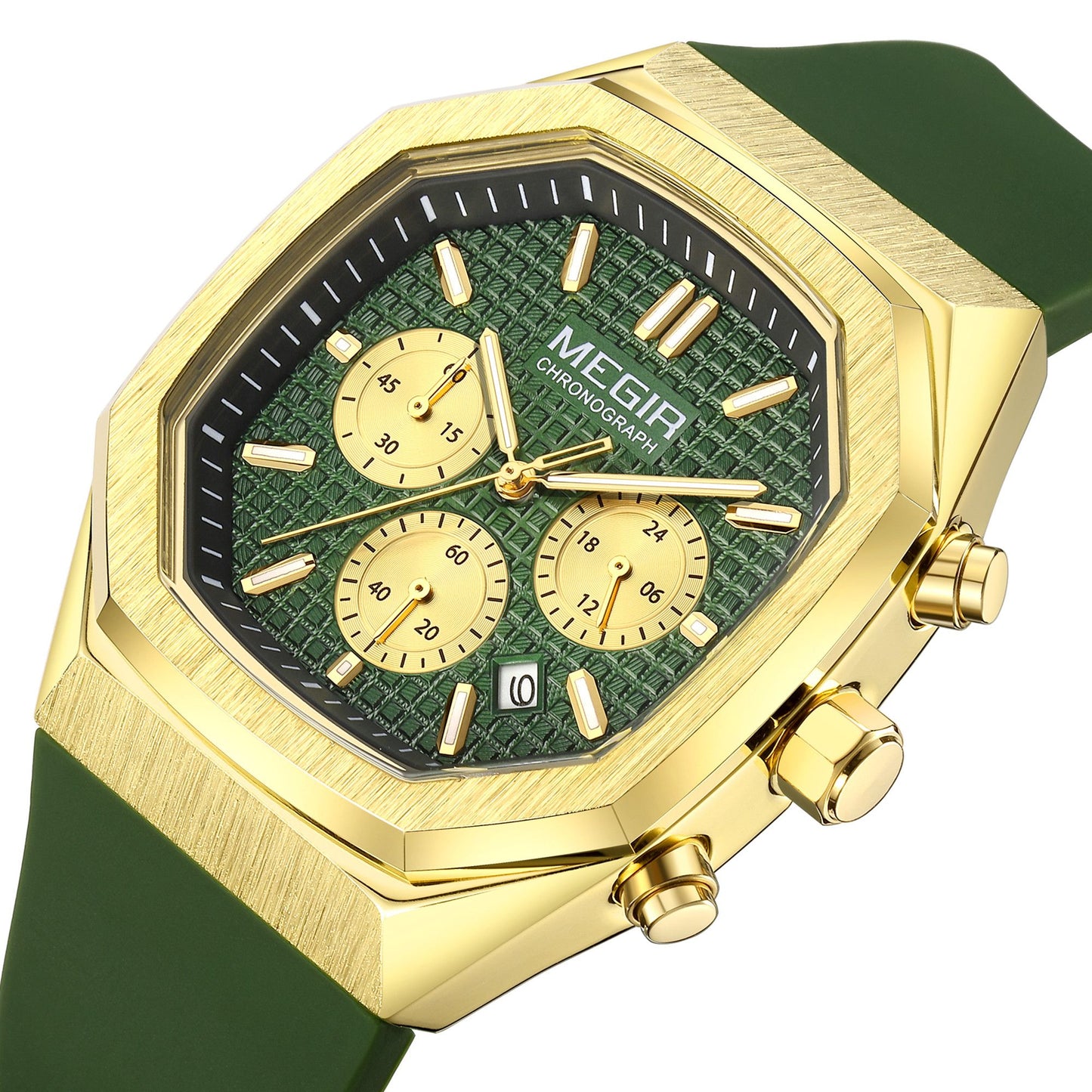 MEGIR Fashion Sport Military Watches for Men Luxury Quartz Wristwatch Silicone Strap Waterproof Date Clock 24-hour Reloj Hombre 2215