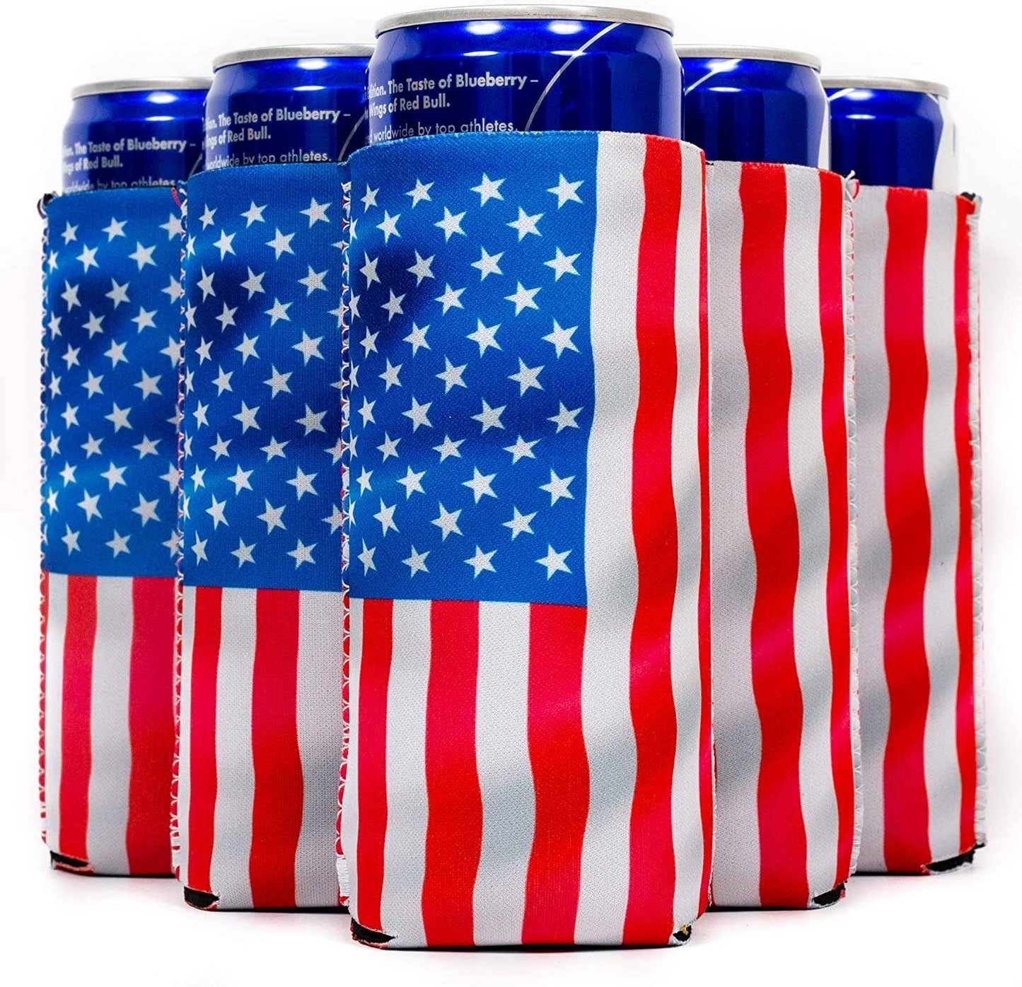 USA Flag SLIM CAN Coozie/Cooler for Slim Cans (6 Pack)