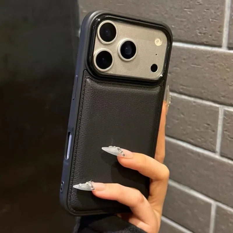 Luxury Leather Texture Candy Bumper Case for iPhone 17 16 15 14 13 12 11 Pro Max Plus X XS XR 17Pro 16Pro Shockproof Armor Cover