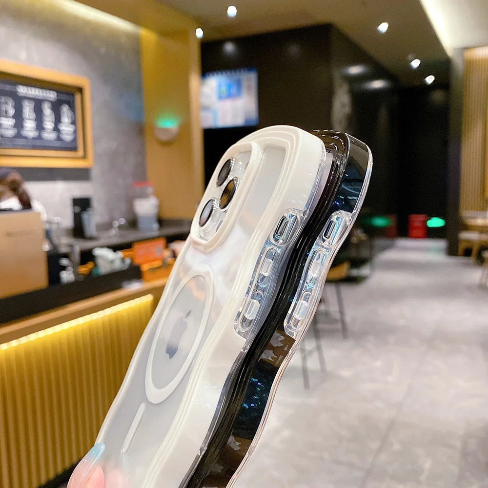 Candy Color Wavy For MagSafe Case For IPhone 14 Pro Max 13 12 Pro Max 11 Pro Max Cases Magnetic Wireless Charge Shockproof Cover