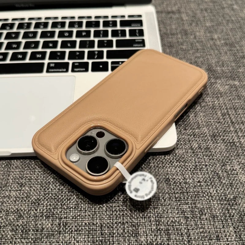 Luxury Leather Texture Candy Bumper Case for iPhone 17 16 15 14 13 12 11 Pro Max Plus X XS XR 17Pro 16Pro Shockproof Armor Cover