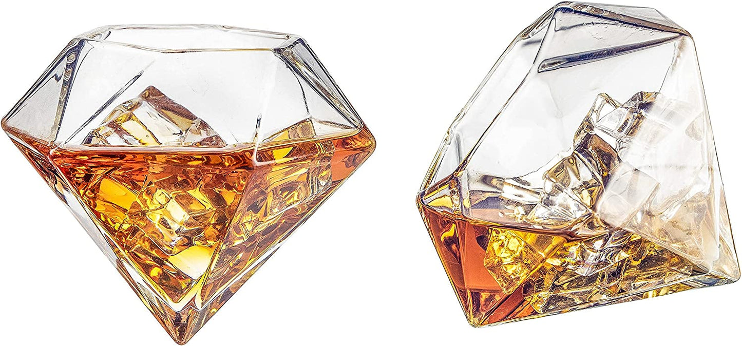 Diamond Whiskey Decanter l With 2 Diamond Glasses Liquor, Scotch, Rum, Bourbon, Vodka, Tequila Decanter (750 ML DECANTER)