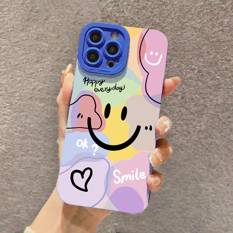 Phone Case For Xiaomi Poco M6 F7 F6 F5 X7 X6 X5 Pro 5G X3 Cute Smile Love Heart Design Shockproof Candy Soft TPU Silicone Cover