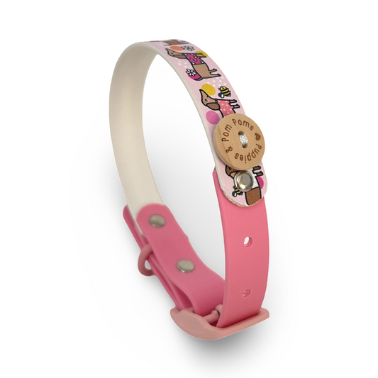 Bee Happy Dachshunds - Handmade Biothane Dog Collar - Powder Pink