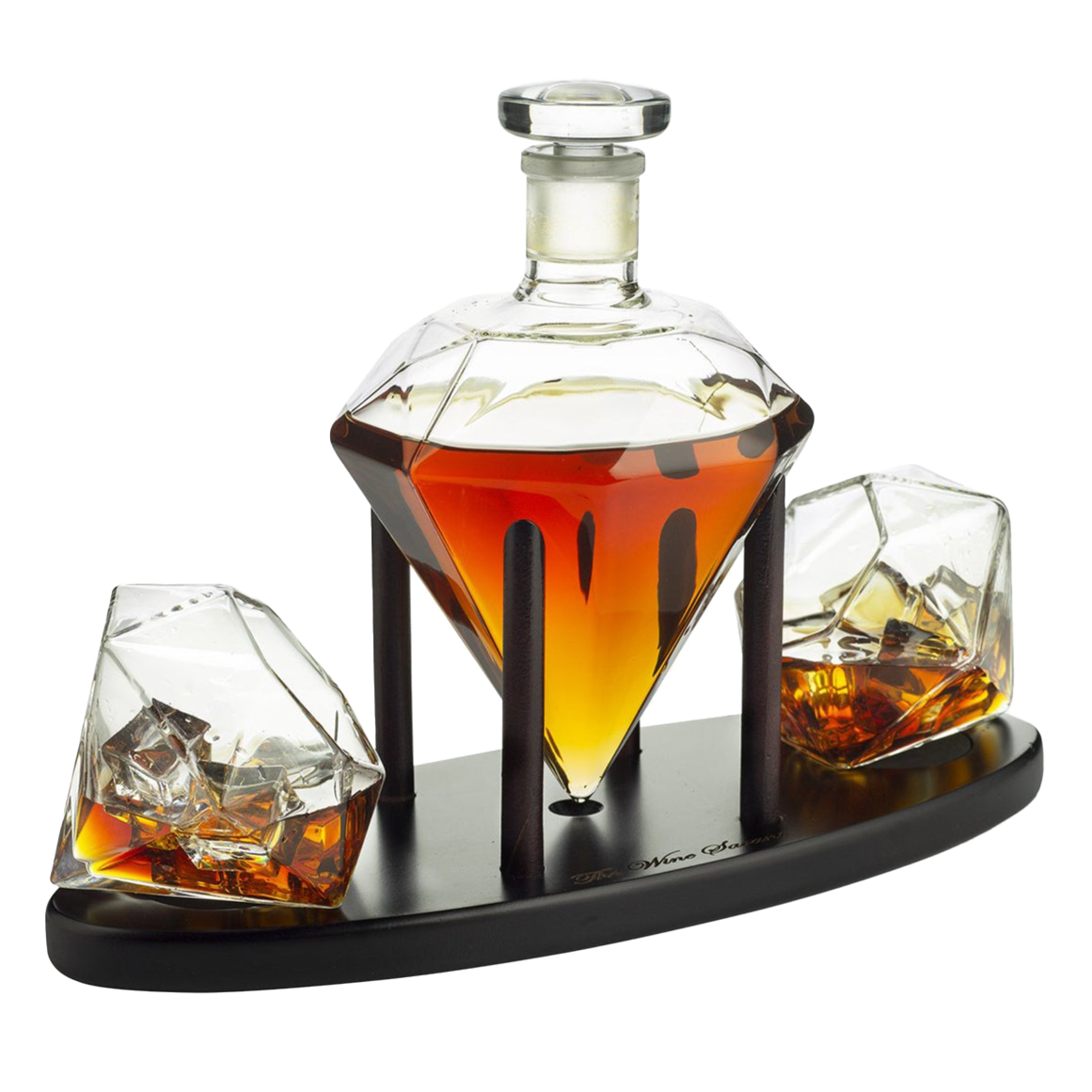 Diamond Whiskey Decanter l With 2 Diamond Glasses Liquor, Scotch, Rum, Bourbon, Vodka, Tequila Decanter (750 ML DECANTER)
