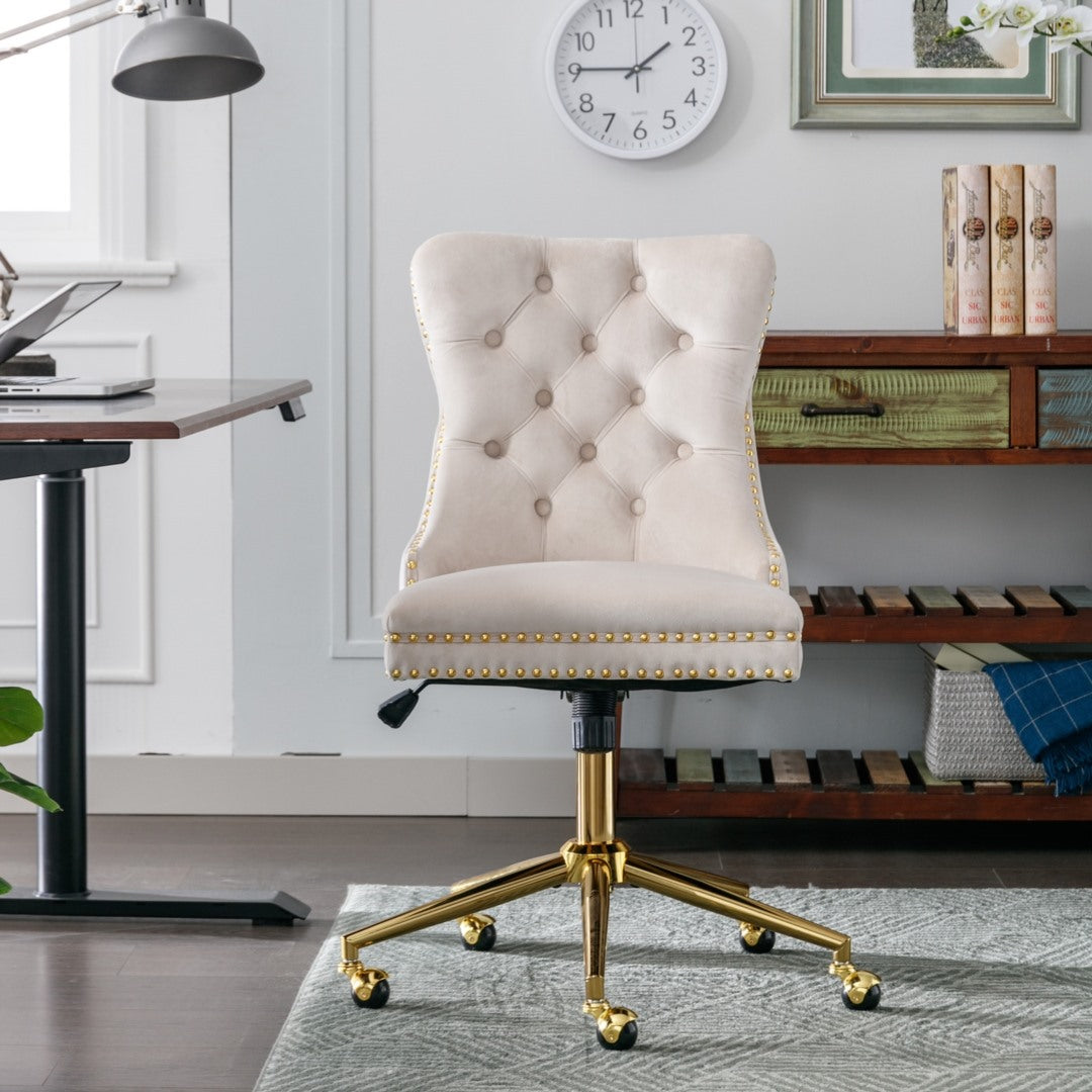 NNEDSZ Velvet Home Office Chair- Beige