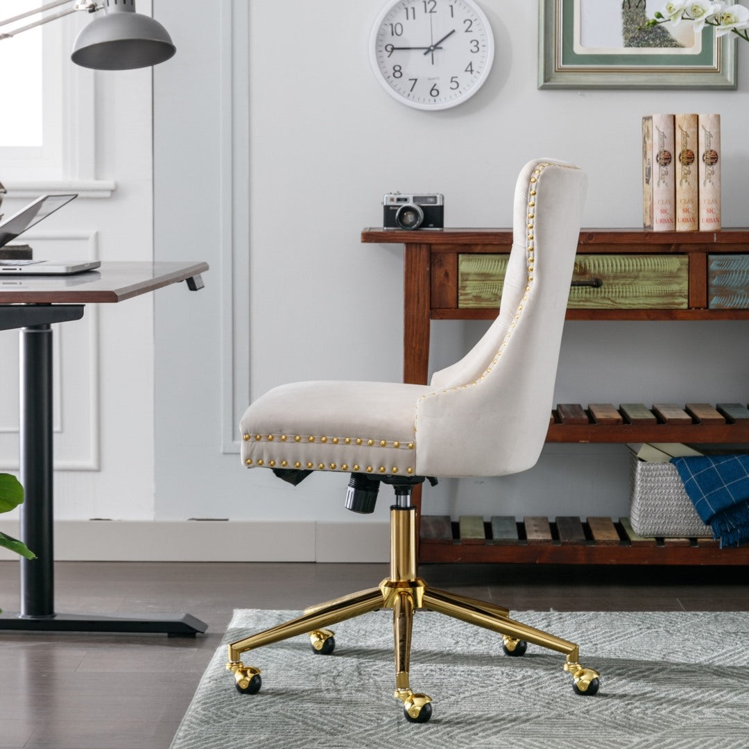 NNEDSZ Velvet Home Office Chair- Beige