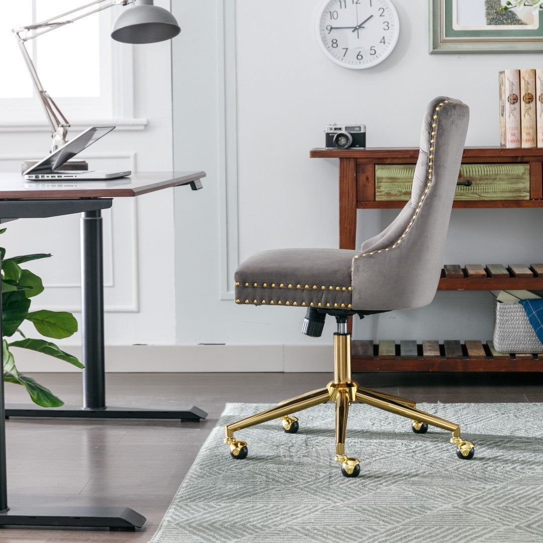 NNEDSZ Velvet Home Office Chair- Grey
