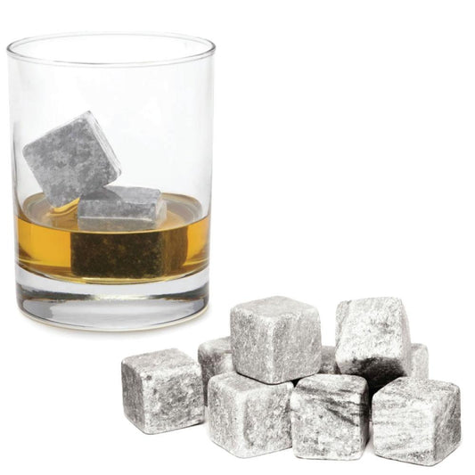 NNEDSZ Whiskey Stones Ice Melts - 9 Reusable Natural Marble Chilling Scotch Rocks Cubes