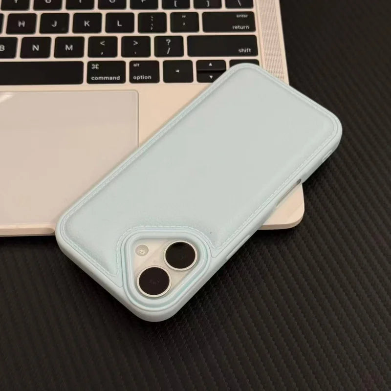 Luxury Leather Texture Candy Bumper Case for iPhone 17 16 15 14 13 12 11 Pro Max Plus X XS XR 17Pro 16Pro Shockproof Armor Cover