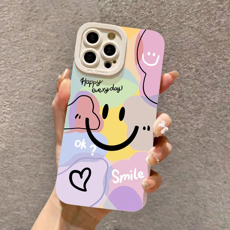 Phone Case For Xiaomi Poco M6 F7 F6 F5 X7 X6 X5 Pro 5G X3 Cute Smile Love Heart Design Shockproof Candy Soft TPU Silicone Cover