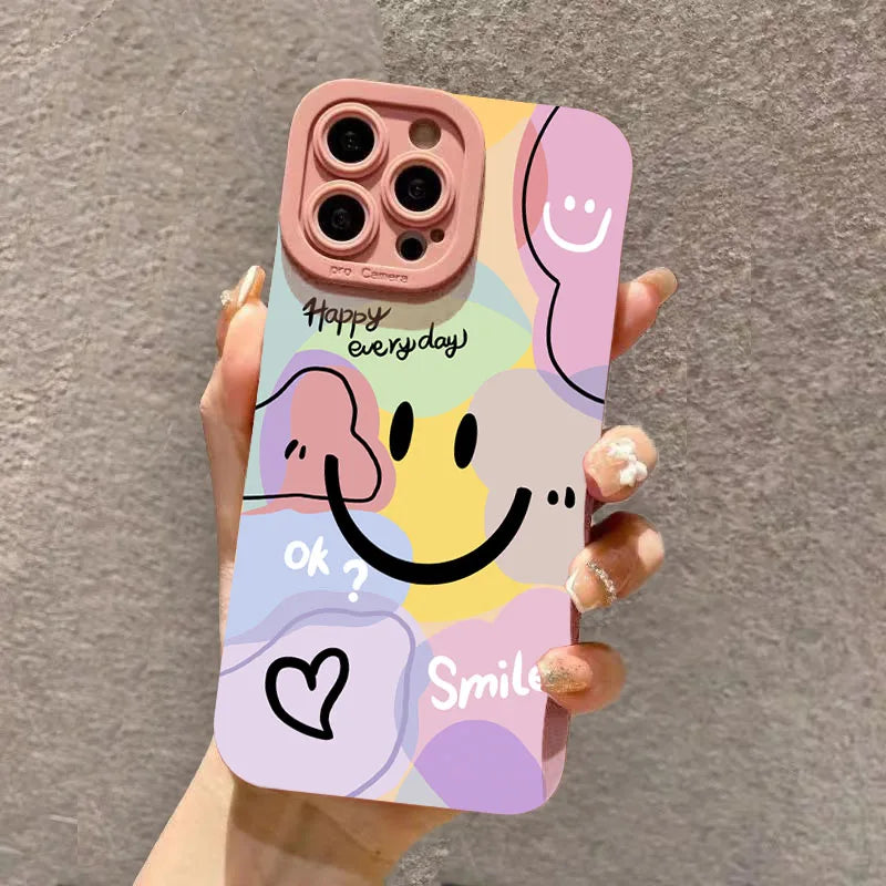 Phone Case For Xiaomi Poco M6 F7 F6 F5 X7 X6 X5 Pro 5G X3 Cute Smile Love Heart Design Shockproof Candy Soft TPU Silicone Cover