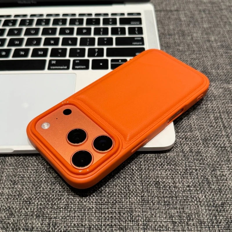 Luxury Leather Texture Candy Bumper Case for iPhone 17 16 15 14 13 12 11 Pro Max Plus X XS XR 17Pro 16Pro Shockproof Armor Cover