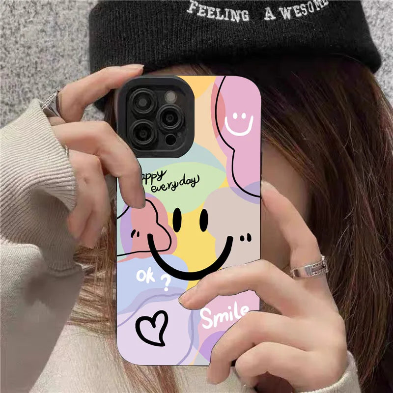 Phone Case For Xiaomi Poco M6 F7 F6 F5 X7 X6 X5 Pro 5G X3 Cute Smile Love Heart Design Shockproof Candy Soft TPU Silicone Cover