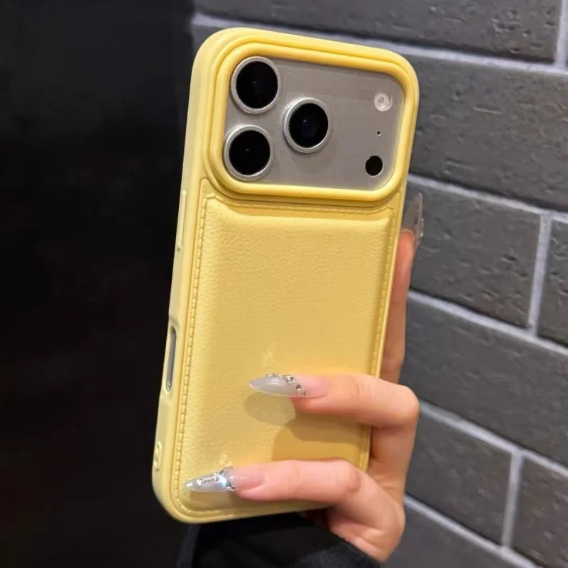 Luxury Leather Texture Candy Bumper Case for iPhone 17 16 15 14 13 12 11 Pro Max Plus X XS XR 17Pro 16Pro Shockproof Armor Cover