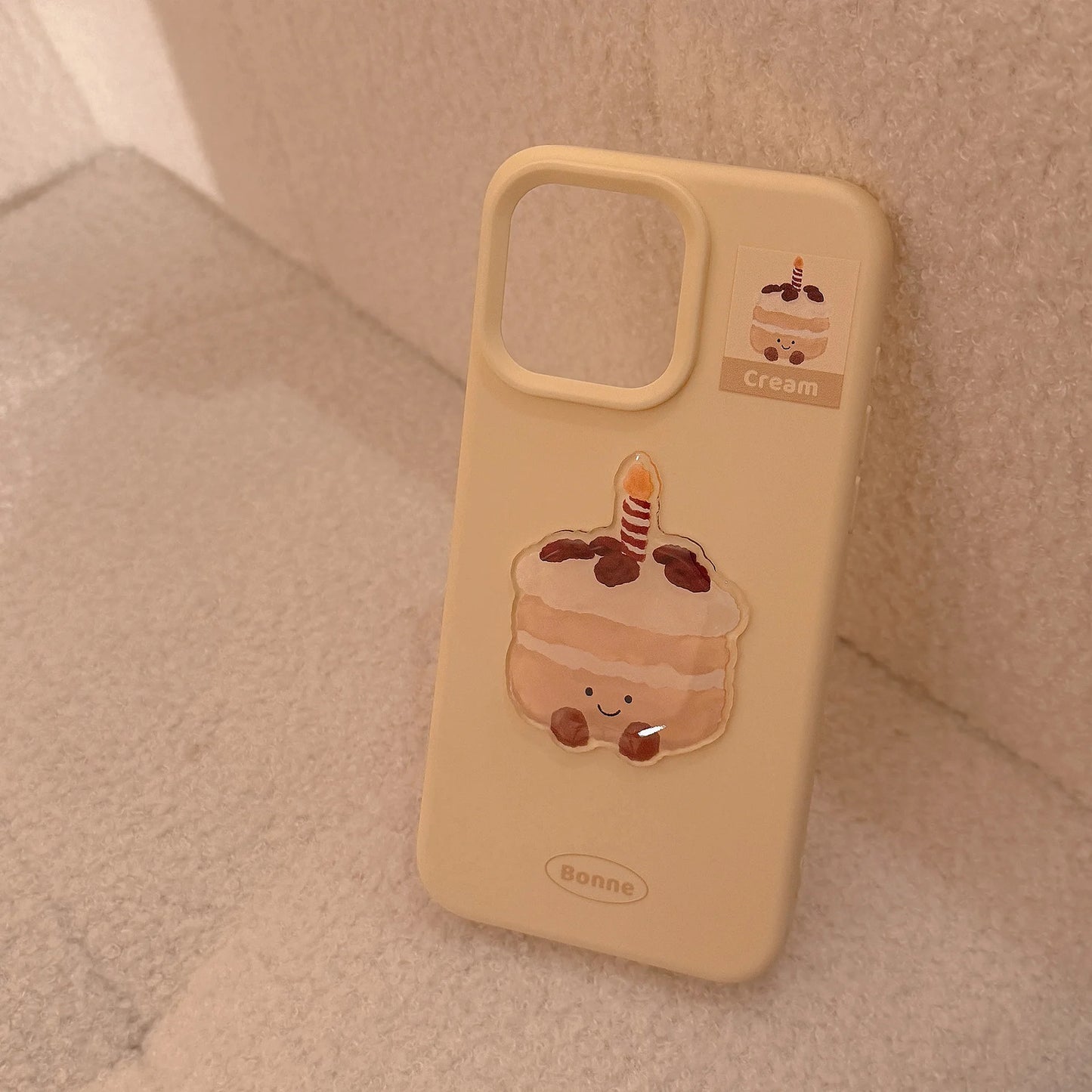 ins 3D Cute Cartoon Cake Dessert Pattern Phone Case For iPhone 16 15 13 12 Pro Max Candy Color Soft Shockproof Protective Cover