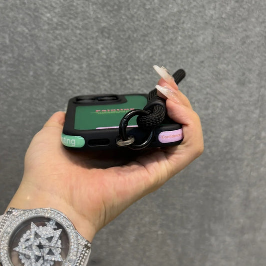 Candy Contrast Color Laser Wrist Strap Case For iPhone 14 15 16 17 Pro Max Frosted IMD Anti-Loss Cord Lanyard Soft Bumper Cover
