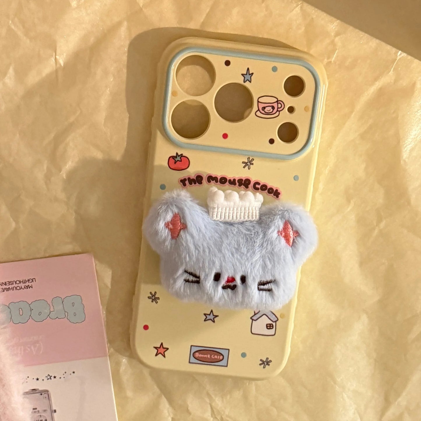 Korean Cartoon 3D Plush Animals Soft Phone Case For iPhone 17 16 15 14 13 12 Pro Max Candy Colors Shockproof Protective Cover
