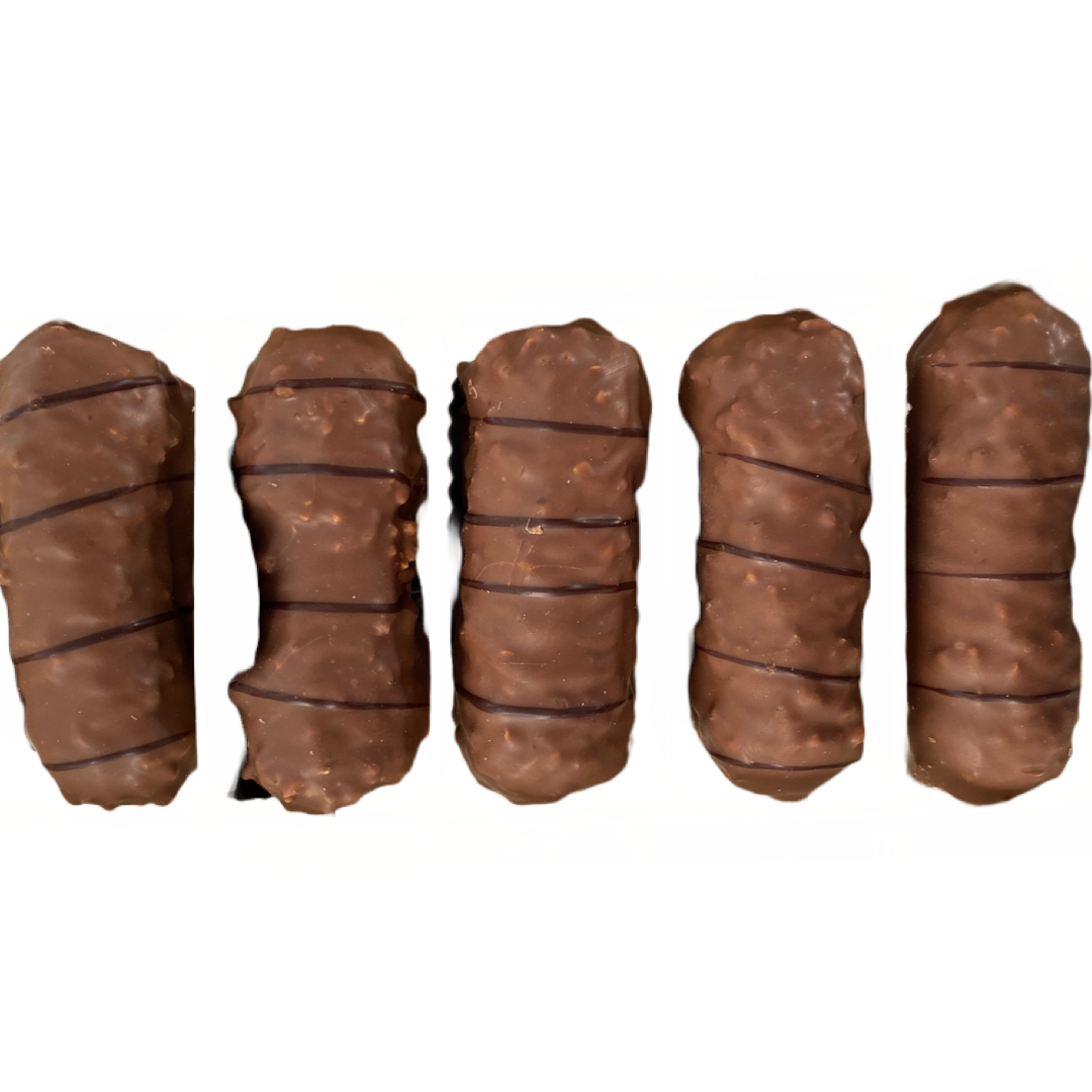 Marzipan-Nougat-Röllchen umhüllt mit Krokant