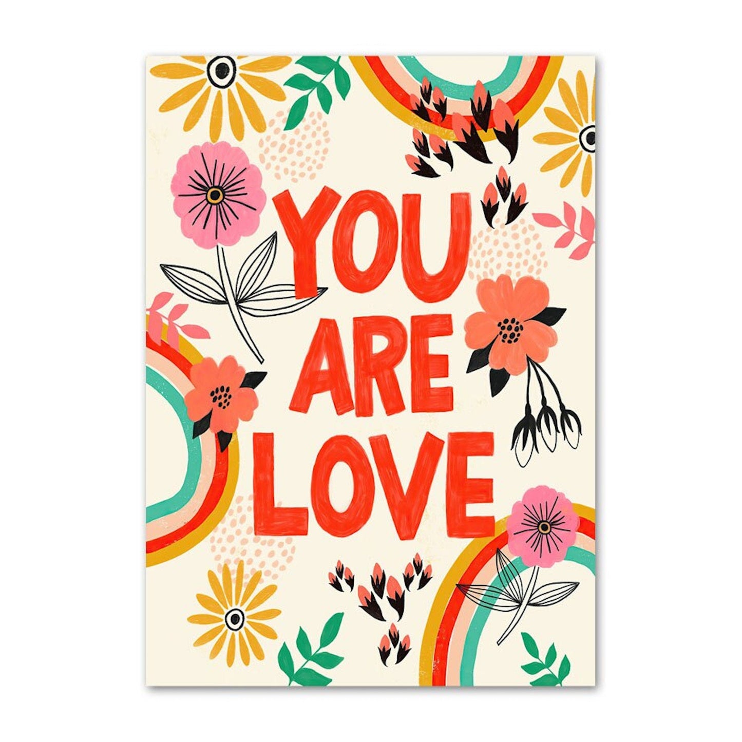 Poster Kinderzimmer Bilder Bunt und Fröhlich Schmetterlinge Sonne Taube Blumenkranz als Deko Print ohne Rahmen