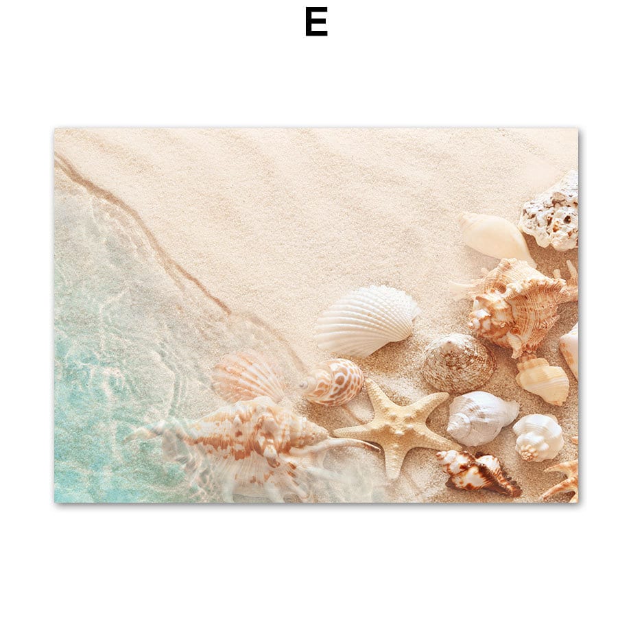 Poster Palmen Strand Muscheln Käfer Surfbretter Ananas I Wandbilder Wohnzimmer & Schlafzimmer I  Wand Deko I Kunst Druck I ohne Rahmen