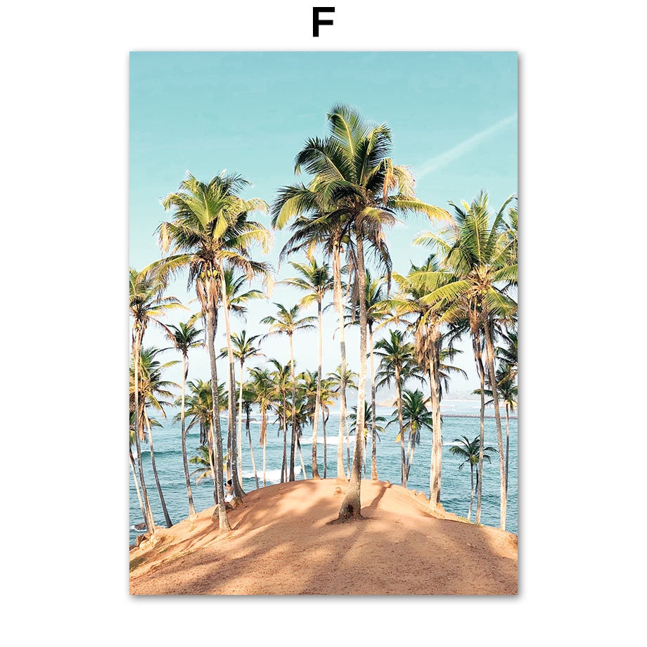 Poster Palmen Strand Muscheln Käfer Surfbretter Ananas I Wandbilder Wohnzimmer & Schlafzimmer I  Wand Deko I Kunst Druck I ohne Rahmen