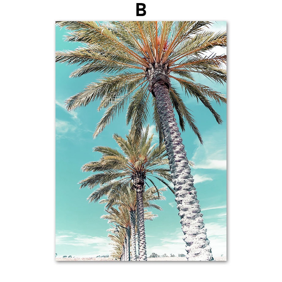 Poster Palmen Strand Muscheln Käfer Surfbretter Ananas I Wandbilder Wohnzimmer & Schlafzimmer I  Wand Deko I Kunst Druck I ohne Rahmen