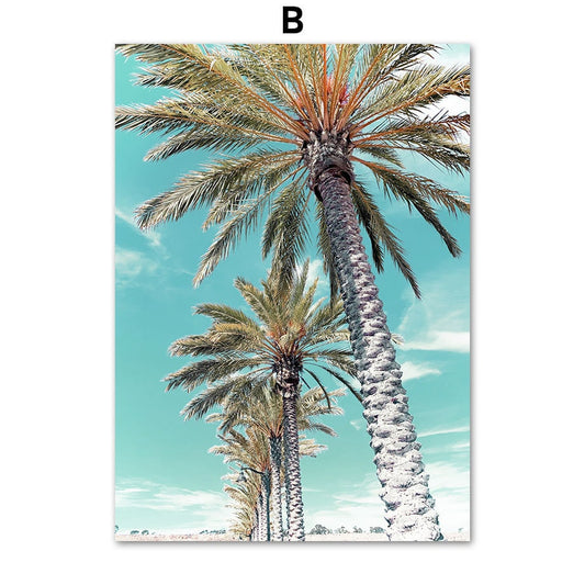Poster Palmen Strand Muscheln Käfer Surfbretter Ananas I Wandbilder Wohnzimmer & Schlafzimmer I  Wand Deko I Kunst Druck I ohne Rahmen