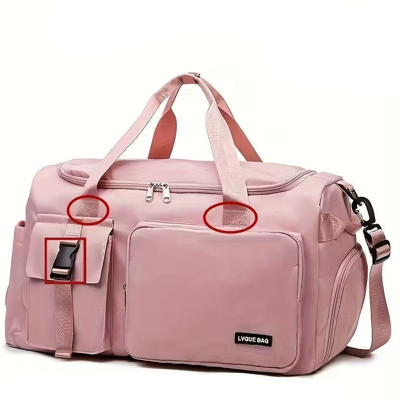 NNETM Pink Nylon Duffel Bag for Travel and Gym