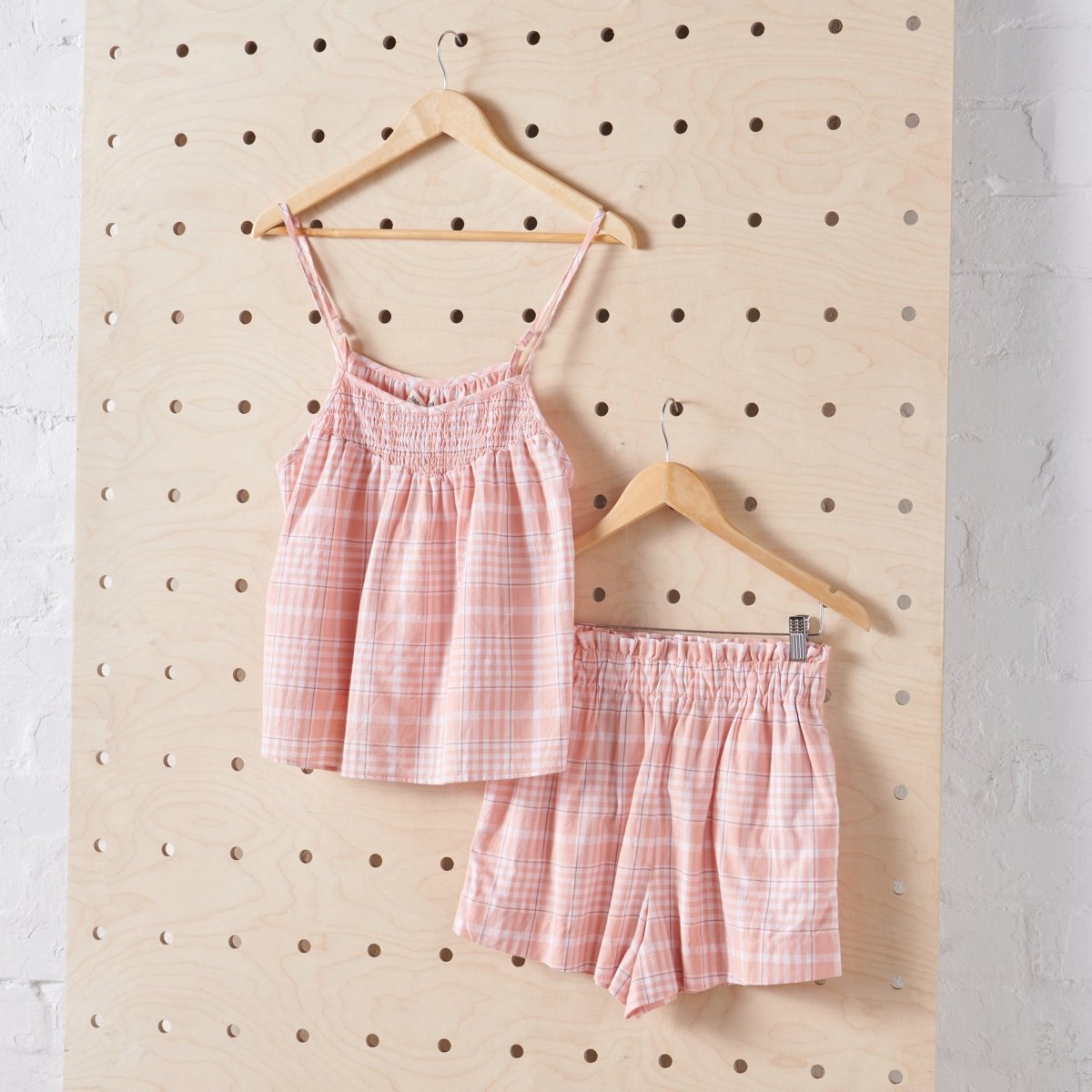 Cotton Sets in Peach Tartan
