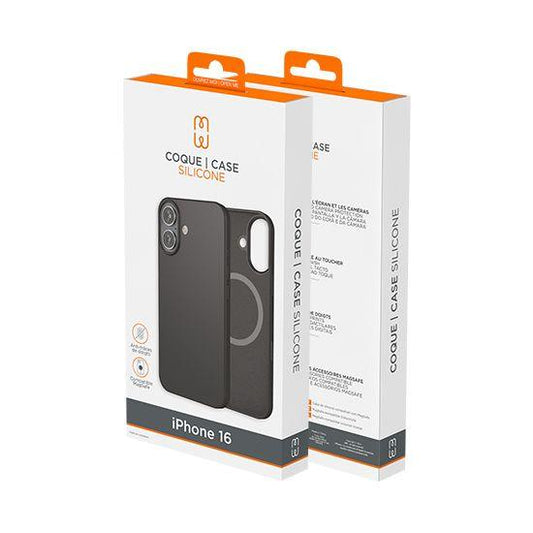 Coque silicone MagSafe iPhone 16 - Noir